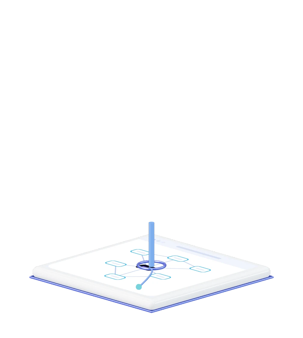 Illustration of four connected layers, systems, operations, sales and marketing, and reporting, joined through one central core